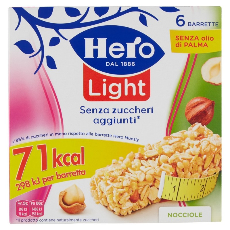 8000080002101 Hero Light Muesly Nocciole 6x20gr