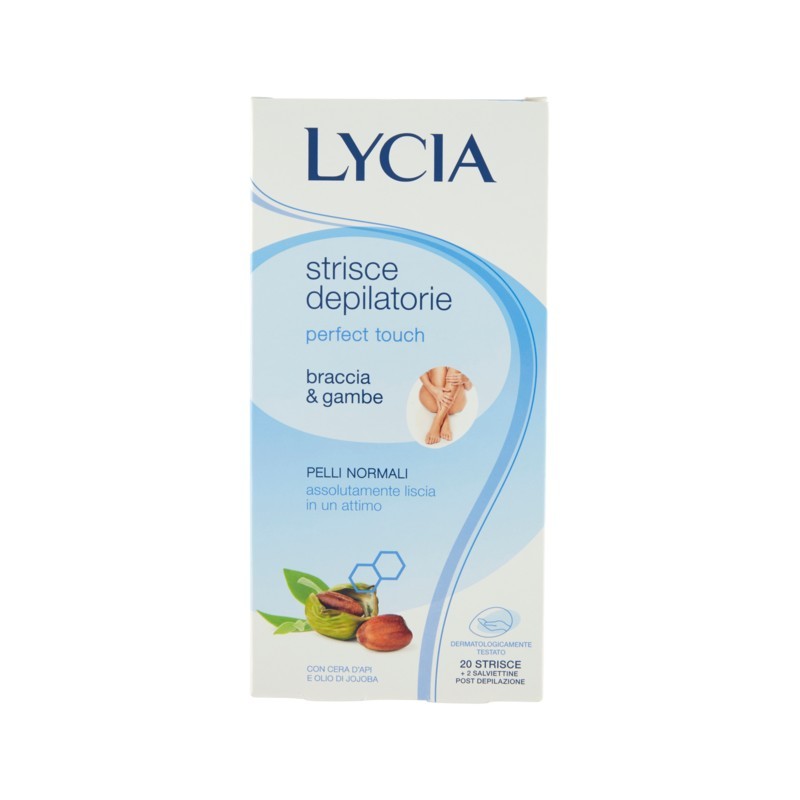 Lycia Strisce Depilatorie Braccia E Gambe Pelli Normali Con Cera D'api E Olio Jojoba 20pz