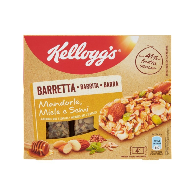 Kellogg's Barrette Mandorle Miele E Semi 4x32gr