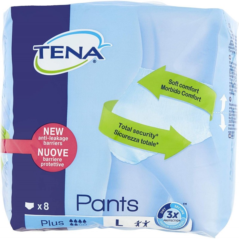 7322540911725 Tena Pants Plus Large New 8pz