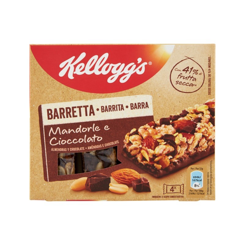 Kellogg's Barrette Mandorle Cioccolato 4x32gr