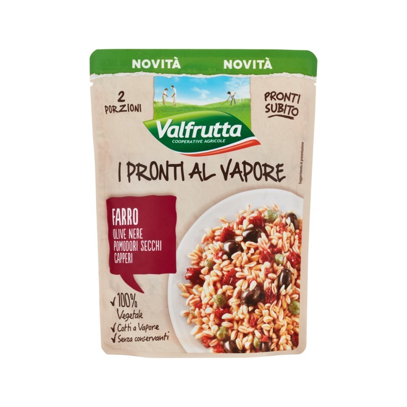 Valfrutta I Pronti Al Vapore Farro, Olive Nere, Pomodori Secchi, Capperi 220gr