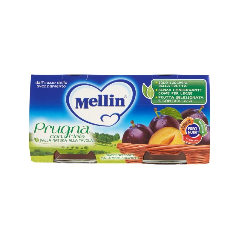 Mellin Omogeneizzato Prugna Con Mela 2x100gr