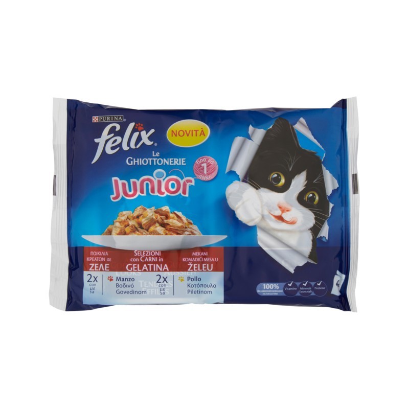 FELIX LE GHIOTTONERIE JUNIOR MANZO & POLLO 4X100GR