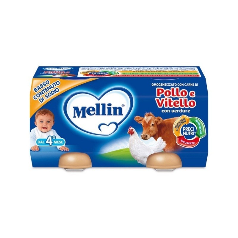 Mellin Omogeneizzato Pollo, Vitello E Verdure 2x80gr