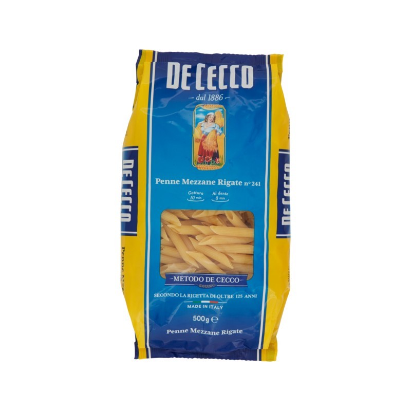 8001250122414 De Cecco 241 Penne Mezzane Rigate 500gr