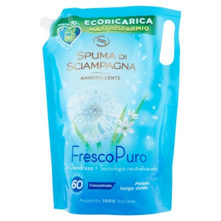 8007750006964 Spuma Di Sciampagna Ammorbidente Eco Ricarica Fresco 60 Misurini 1500ml