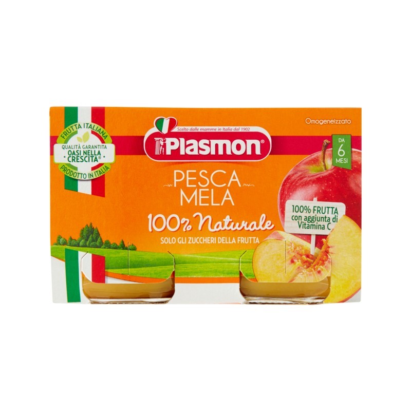 Plasmon Omogeneizzato Pesca E Mela 2x104gr