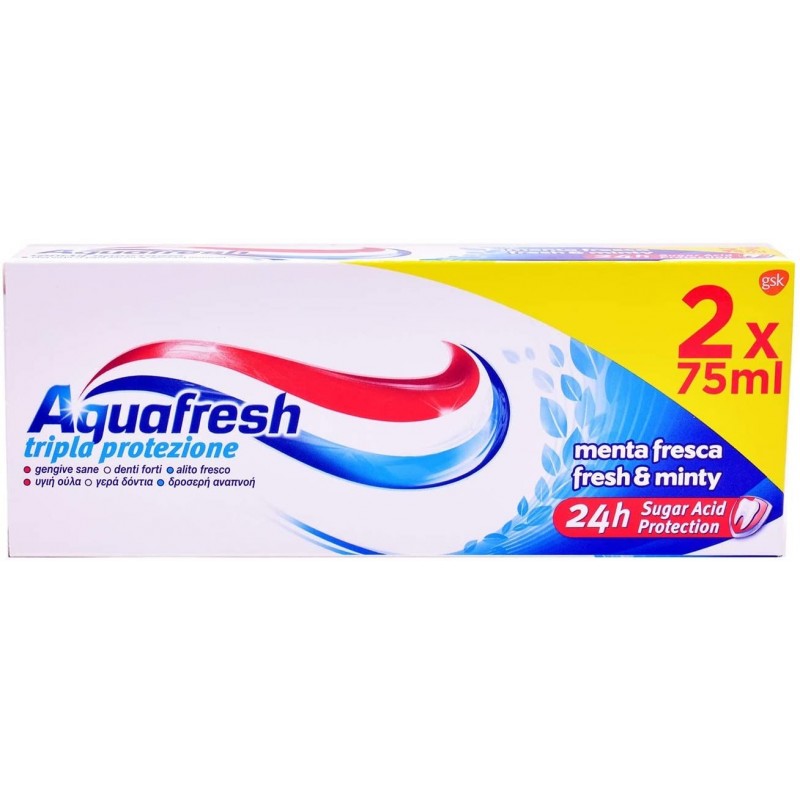 Aquafresh Dentifricio Tripla Protezione 2x75ml