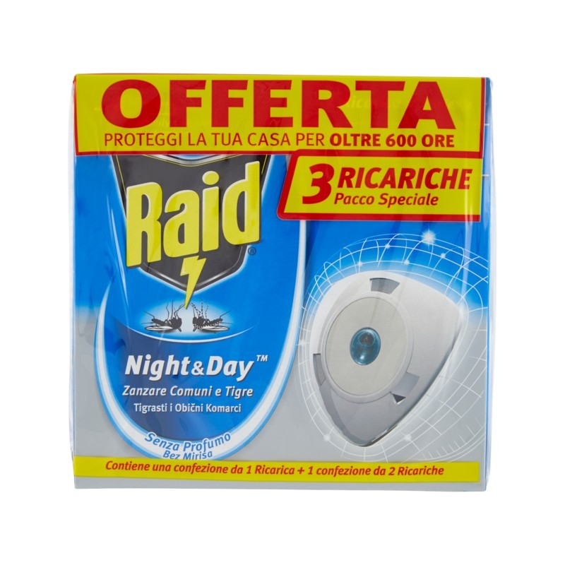 5000204040920 RAID NIGHT & DAY RICARICA SENZA PROFUMO 3PZ