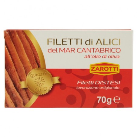 8017384051384 Zarotti Filetti Alici Del Mar Cantabrico All'olio Di Oliva 70gr