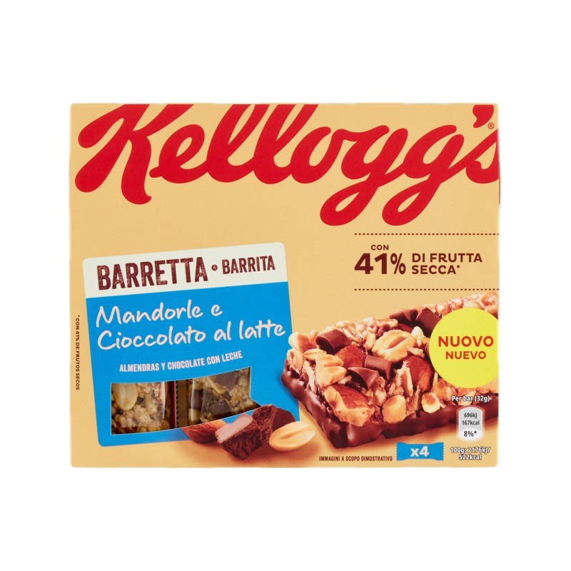 Kellogg's Barrette Mandorle E Cioccolato Al Latte 128gr