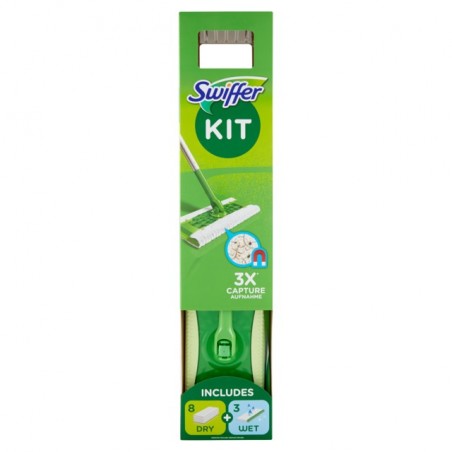 8001090630612 Swiffer Starter Kit Scopa + 8 Panni + 3 Panni Wet 1pz