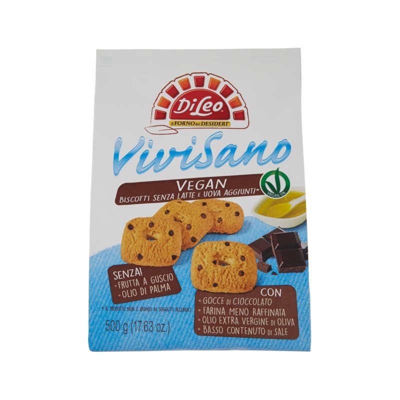 Di Leo Biscotti Vivisano Vegan Con Gocce Di Cioccolato 500gr