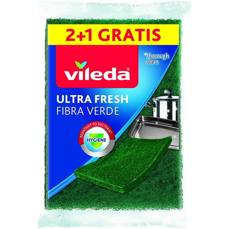 Vileda Spugna Ultra Fresh Fibra Verde 2+1pz