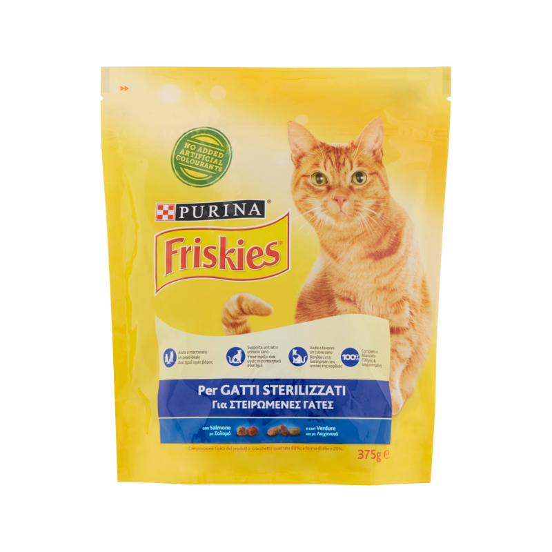 7613035424937 Friskies Cat Crocchette Sterilizzati Salmone E Verdure 375gr