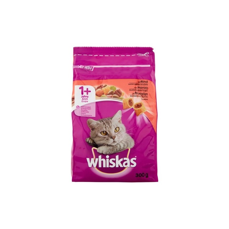 Whiskas 1+ Cat Crocchette Manzo 300gr