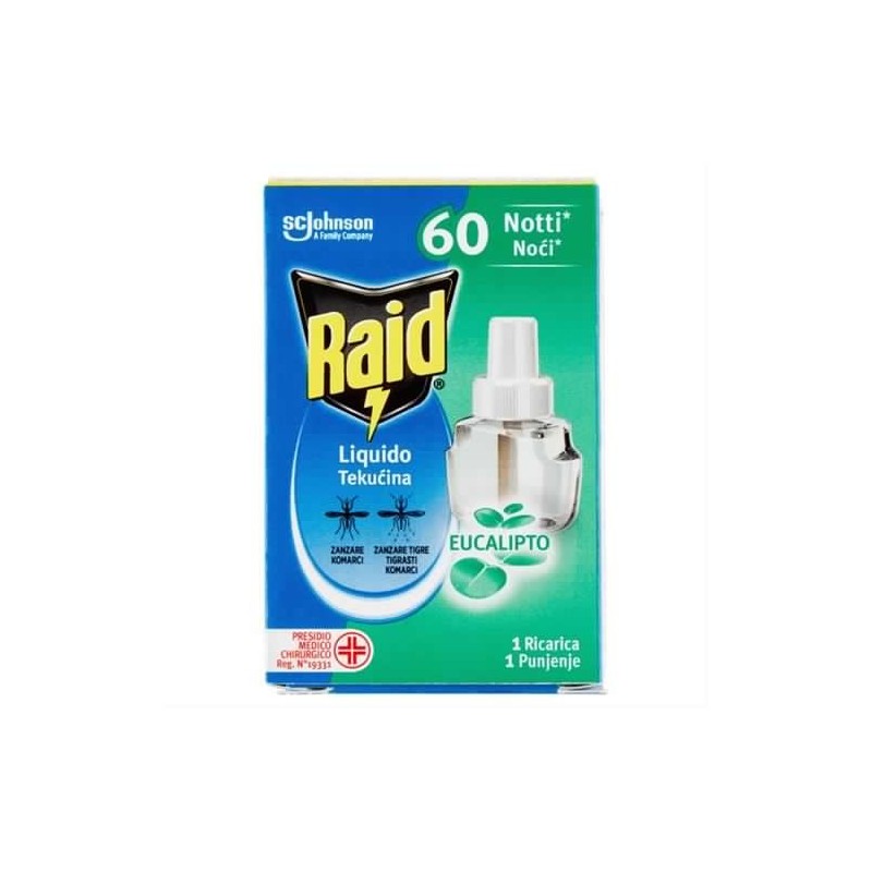 Raid Ricarica Liquido Eucalipto 60 Notti 36ml