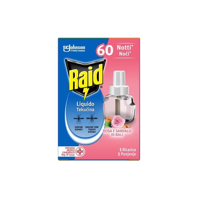 Raid Ricarica Liquido Rosa 60 Notti 36ml