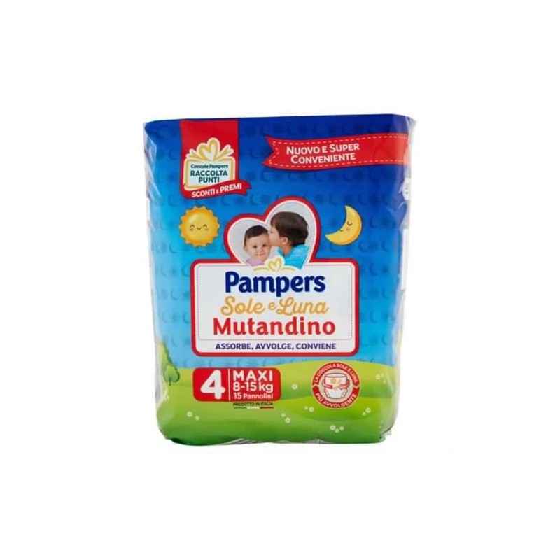 Pampers Sole E Luna Mutandino Taglia 4 Maxi 15pz