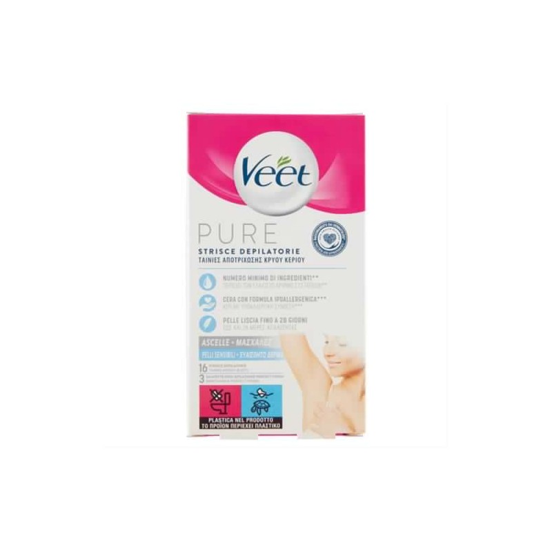 8056860820502 Veet Pure Strisce Ascelle E Bikini 16pz