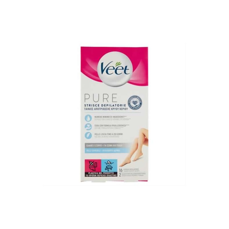 8056860820526 Veet Pure Strisce Corpo 16pz