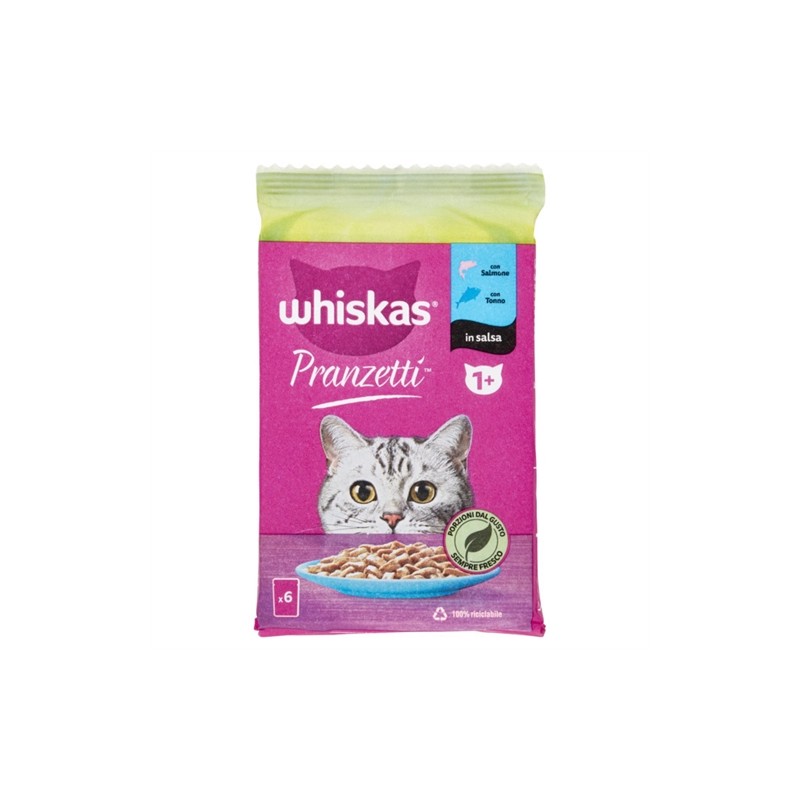 Whiskas Pranzetti Con Salmone E Con Tonno 1+ 6x50gr