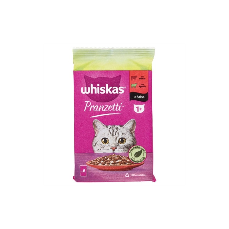 Whiskas Pranzetti Con Manzo E Con Agnello 1+ 6x50gr