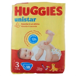 Huggies Unistar 4-9kg 18pz