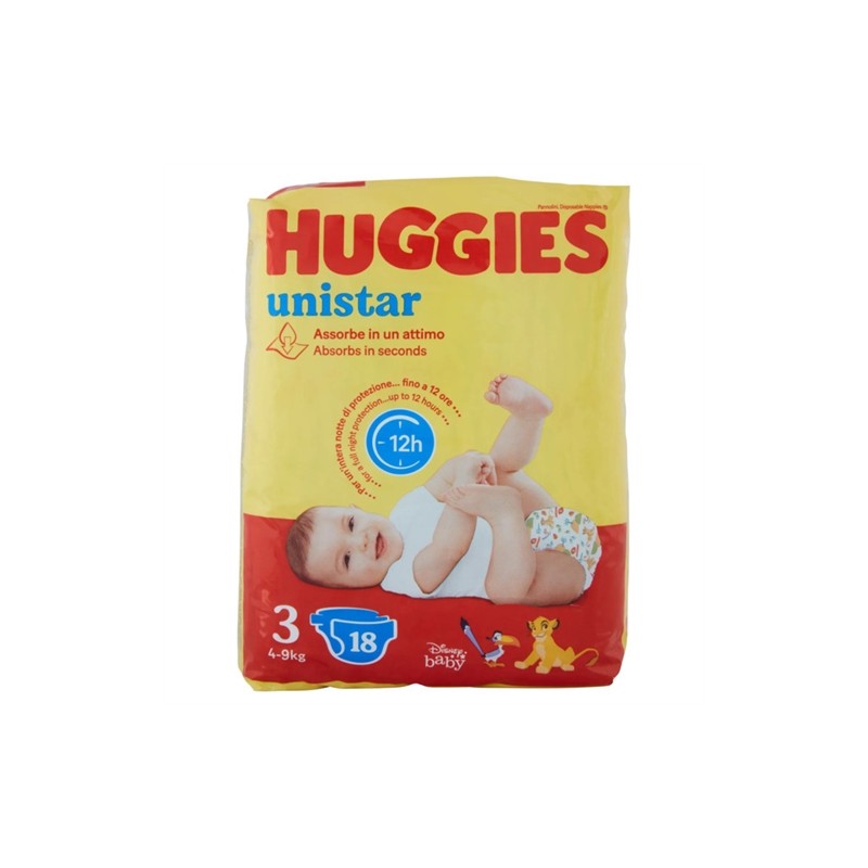 Huggies Unistar 4-9kg 18pz