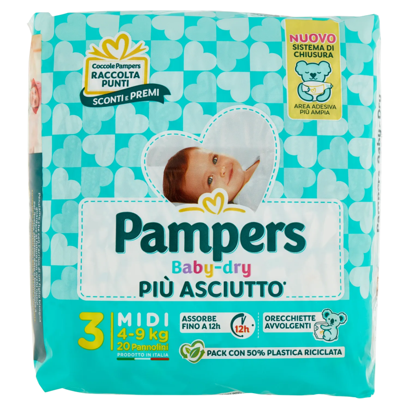 Pampers Pannolini Baby-Dry Taglia 3 - 4/9kg 20pz