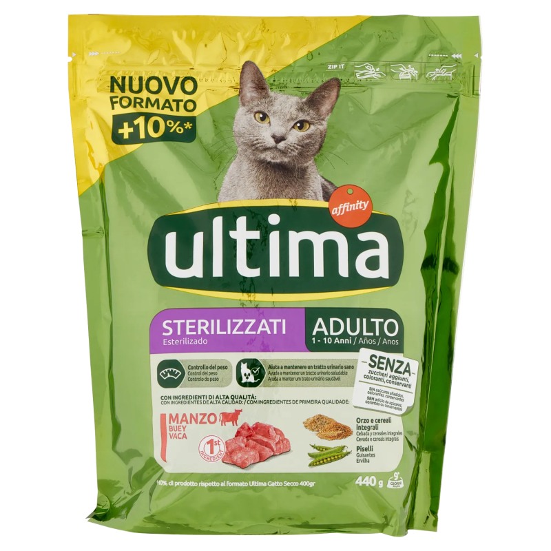 Ultima Cat Crocchette Adult Sterilizzato - Manzo 440gr