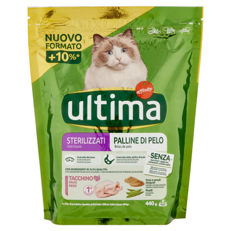 8059149430072 Ultima Cat Crocchette Sterilizzato Hairball 440gr