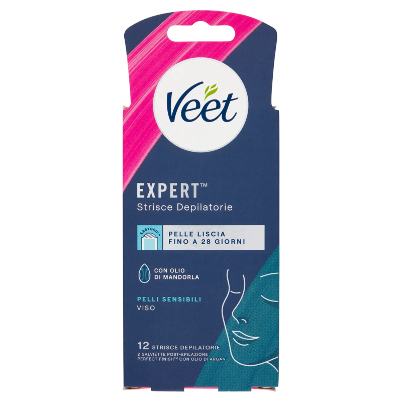 8055719110825 Veet Expert Strisce Viso Pelli Sensibili 12pz