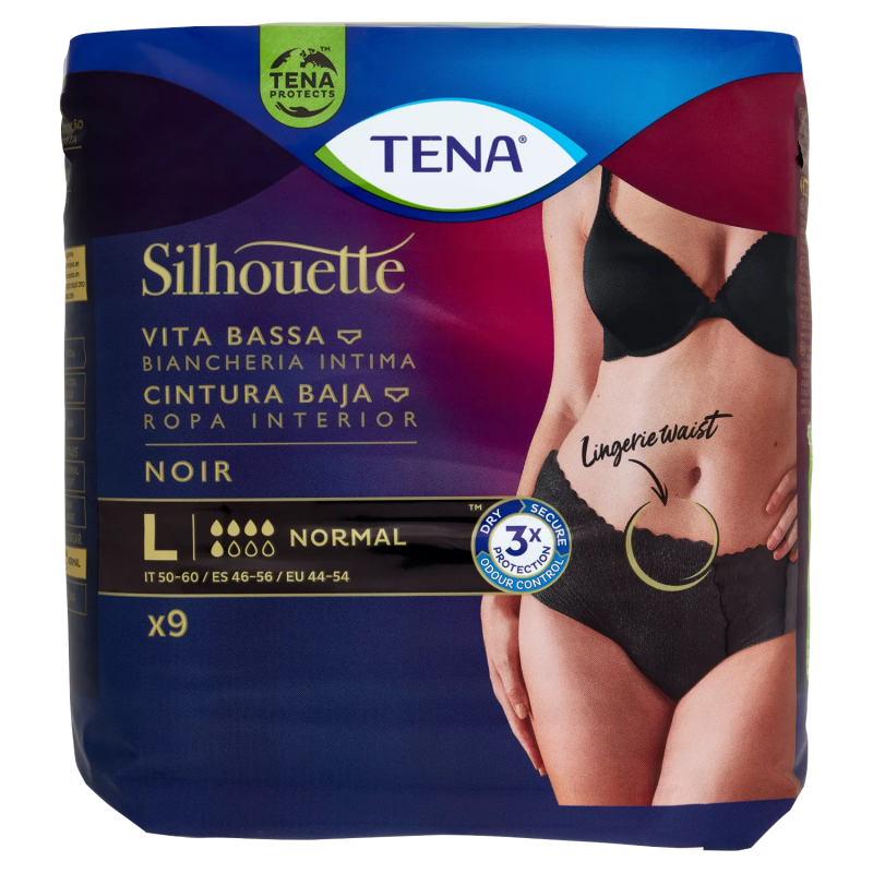 7322541056784 Tena Silhouette Noir Large 9pz