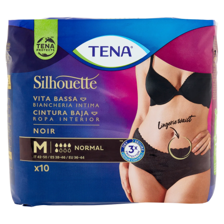 7322541056579 Tena Silhouette Noir Medium 9pz