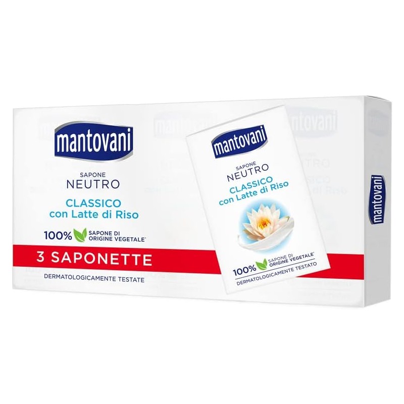 8002340017795 Mantovani Saponetta Neutra Classica Con Latte di Riso 3x90gr