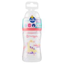 8058664165414 Neo Baby Biberon Plastica Collo Largo Dino Rosa 0m+ 150ml