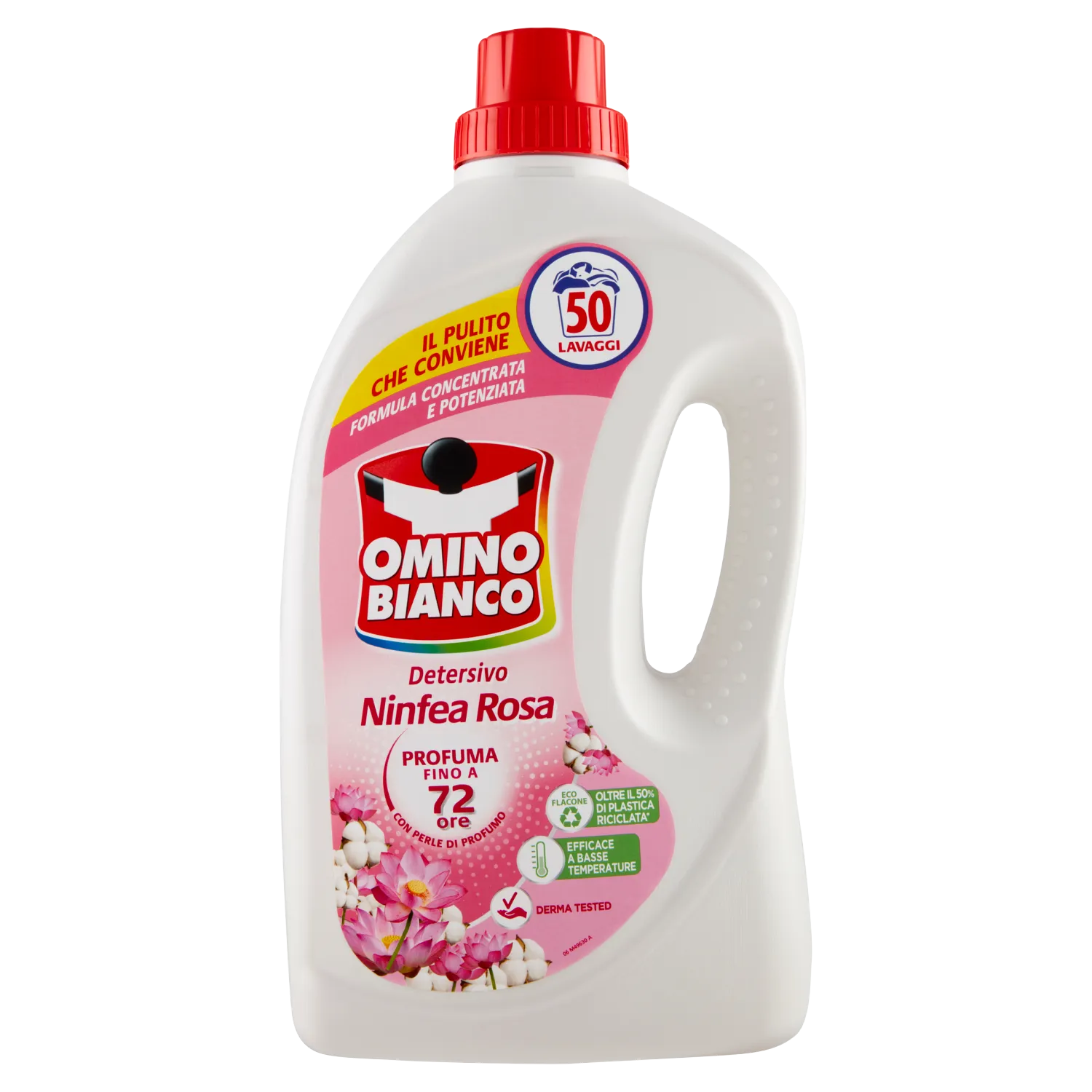 Omino Bianco Liquido Lavatrice Ninfea Rosa 50 Misurini 2000ml