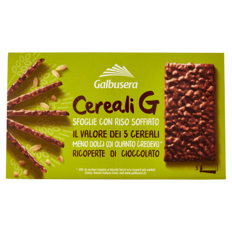 8002190002989 Galbusera Cereali G Sfoglie con Riso Soffiato Ricoperte di Cioccolato 5x30gr