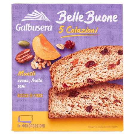 8002190006499 Galbusera Belle Buone 5 Colazioni Muesli, Avena, Frutta, Semi 200gr