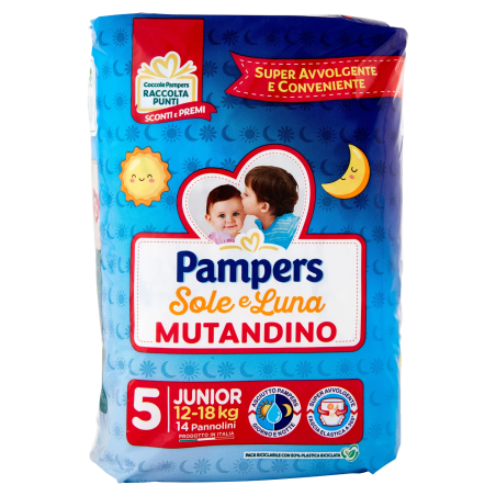 8001480306639 Pampers Sole E Luna Mutandino Taglia 5 Junior 14pz