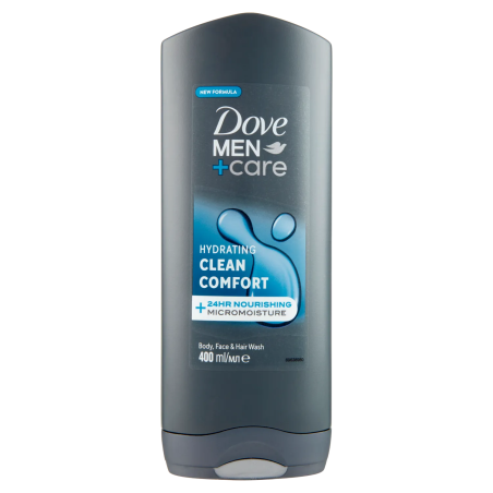 8720181313448 Dove Men+Care Hydrating Clean Comfort Body, Face & Hair Wash 400ml