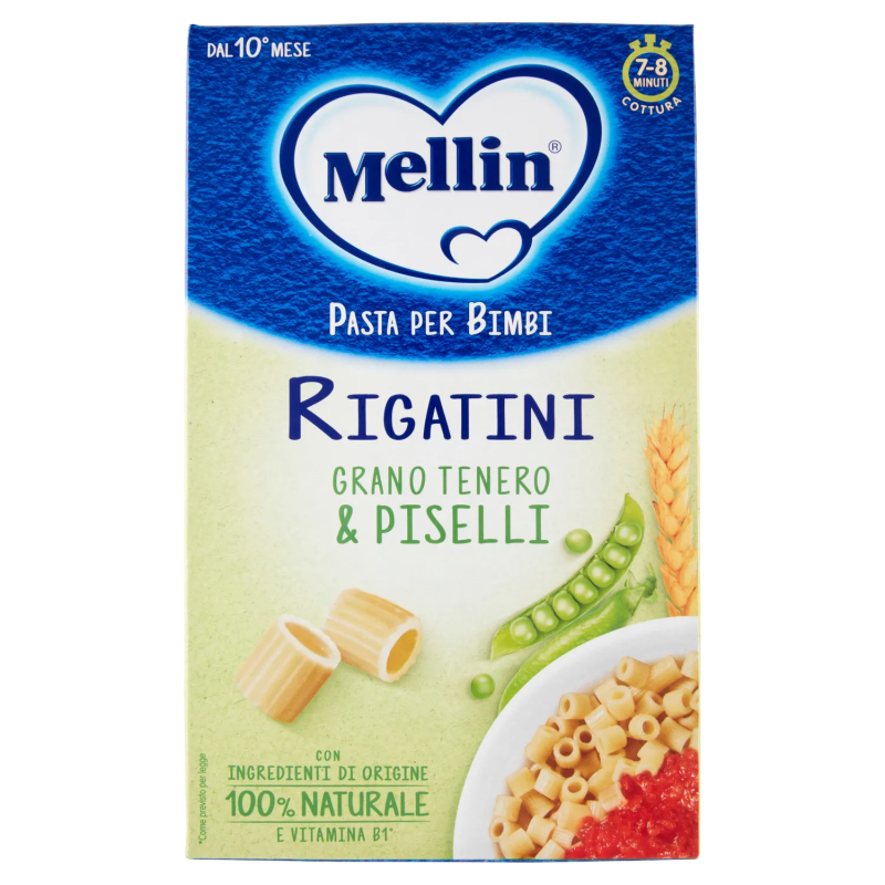 Mellin Pasta Per Bimbi Rigatini Grano Tenero & Piselli 280gr