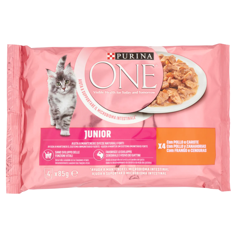 Purina One Cat Single Serve Junior Pollo 4x85gr