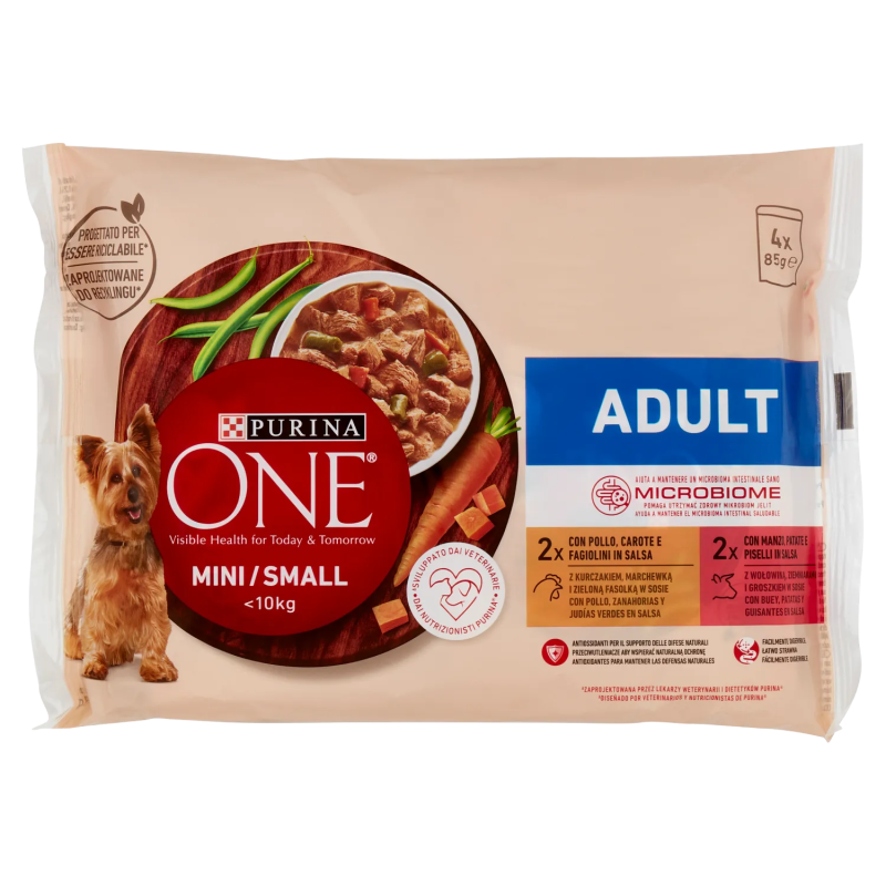 Purina One Dog Mini/Small Adult Pollo/Manzo 4x85gr