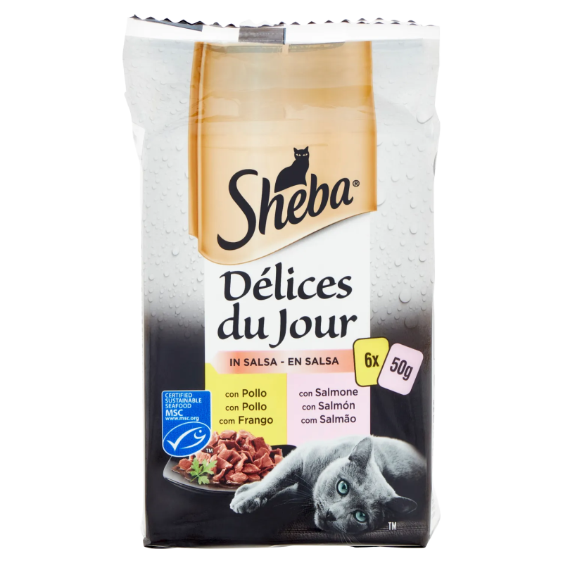 Sheba Cat Delices Du Jour Pollo/Salmone 6x50gr