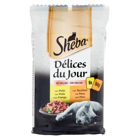 4770608261573 Sheba Cat Delices Du Jour Pollo/Tacchino 6x50gr