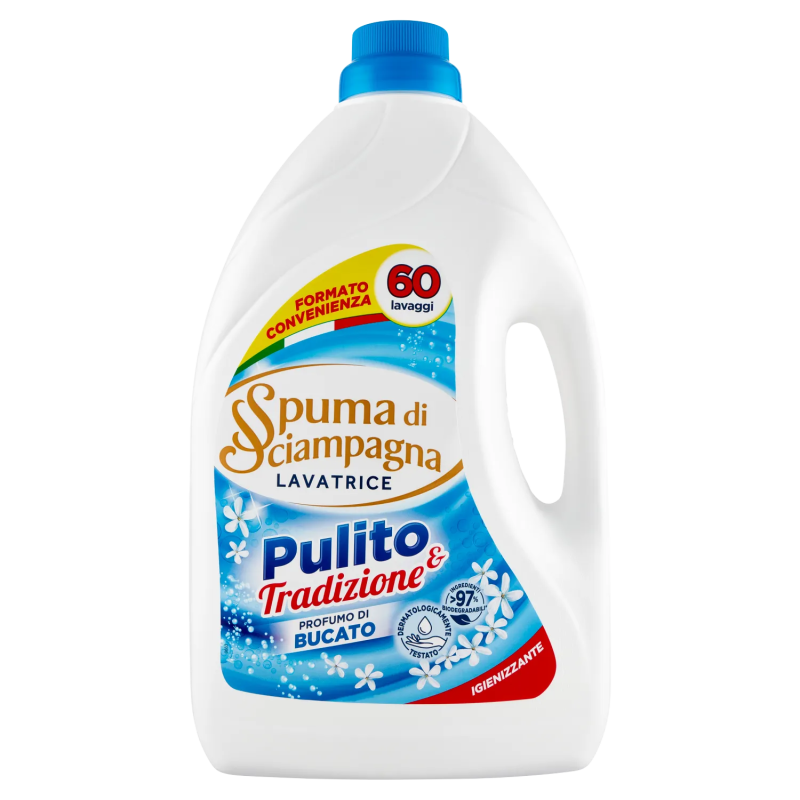 Spuma di Sciampagna Liquido Lavatrice Pulito & Tradizione 60 Misurini 3000ml