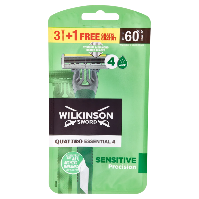 Wilkinson 4 Essential Sensitive Usa & Getta 3+1pz